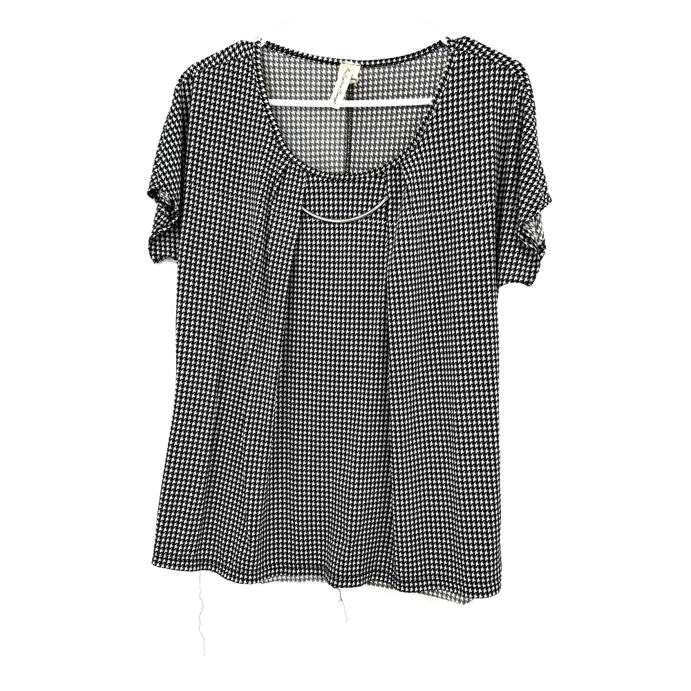 PerSeption Concept size large short sleeve blouse top shirt black white